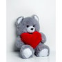 GO GIFT Ours en peluche Frank Gris avec cœur 50 cm