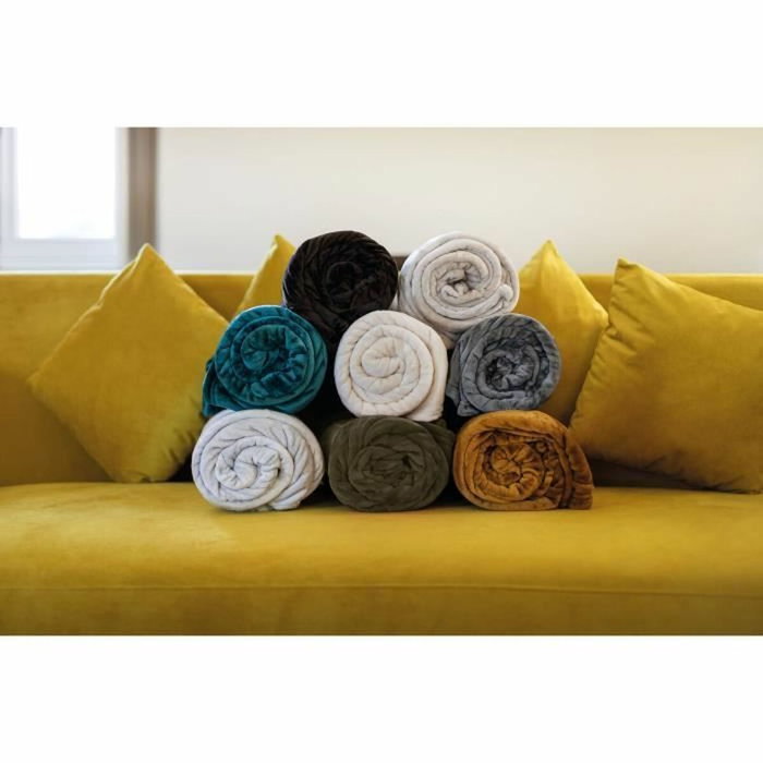 Toison D'Or Plaid VELVET en microflanelle Noir 130 x 170 cm