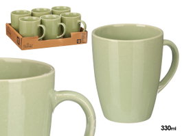 Vessia Mug Verde Menta 330 ml, 11,5 x 10,5 x 8,5 cm en céramique brillante (Set de 24)
