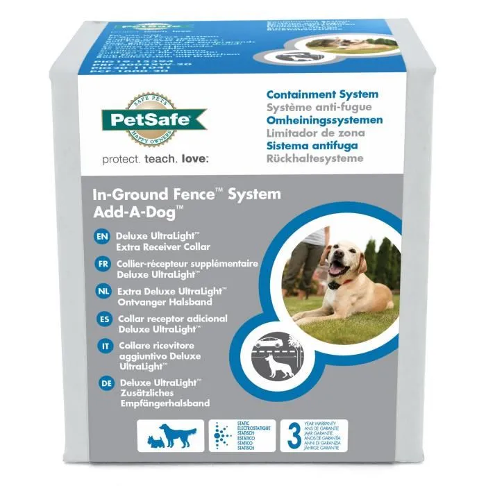 Petsafe Collier Anti-Fugue pour Chien Deluxe Ultralight, 4 Niveaux de Stimulation Réglables + Signal Sonore