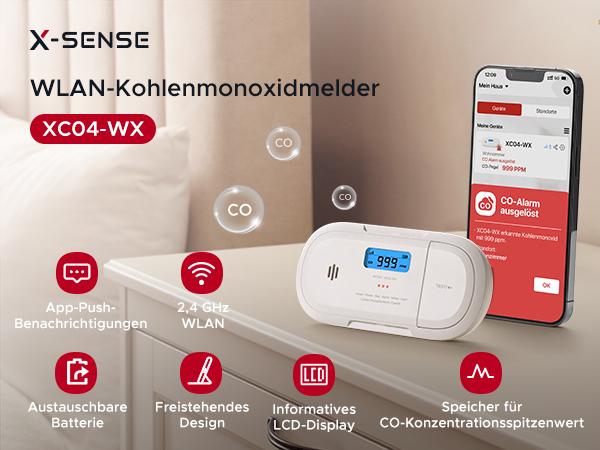 X-Sense Détecteur de monoxyde de carbone XC04-WX Blanc