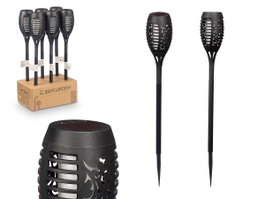 Ibergarden Balise Solaire Extérieure Effet Flamme en Plastique Noir 7.5x42.5x7.5 cm (Set de 6)