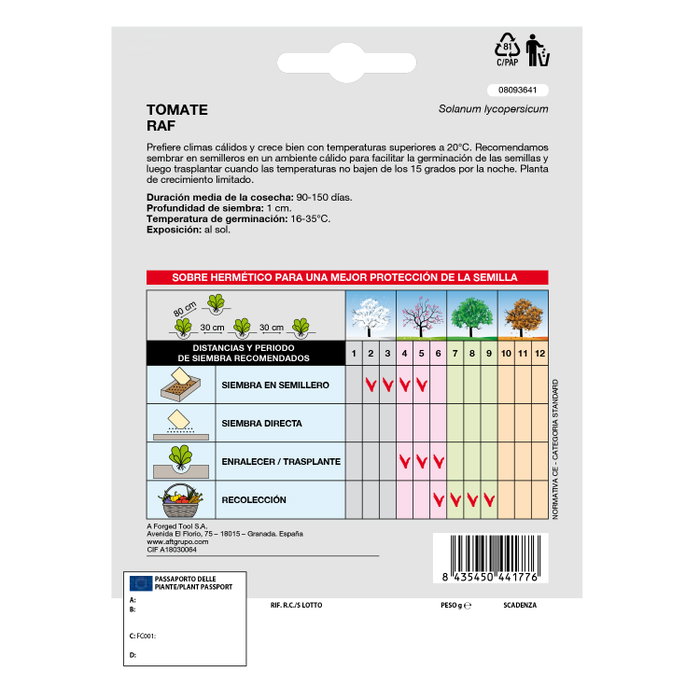SATURNIA Semences de Tomate Raf (1,5 g)