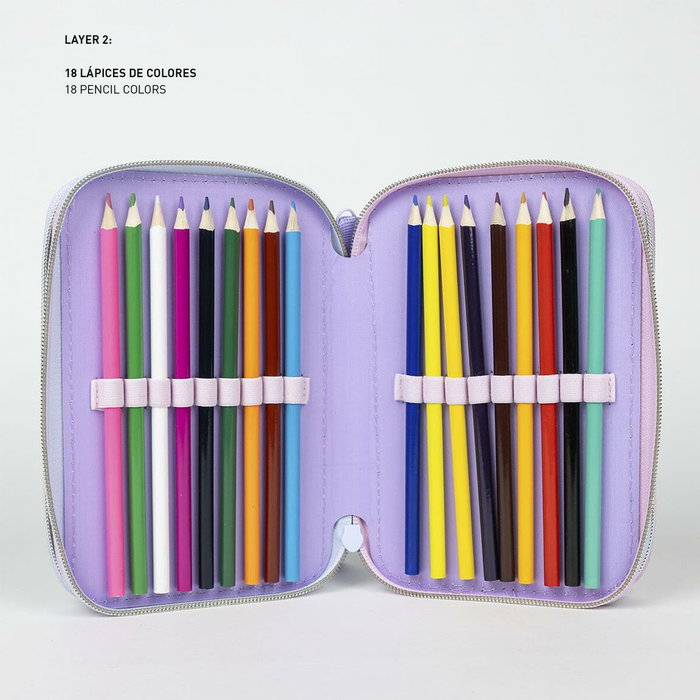 Plumier double Stitch Lila 12,5 x 6,5 x 19,5 cm 43 Pièces