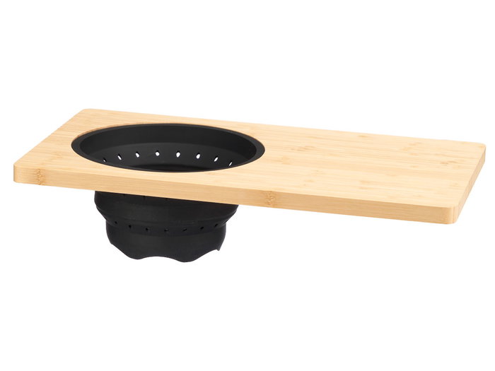 Kinvara Planche à Découper avec Égouttoir en Bambou 46x2x26 cm Noir et Bois (Set de 6)