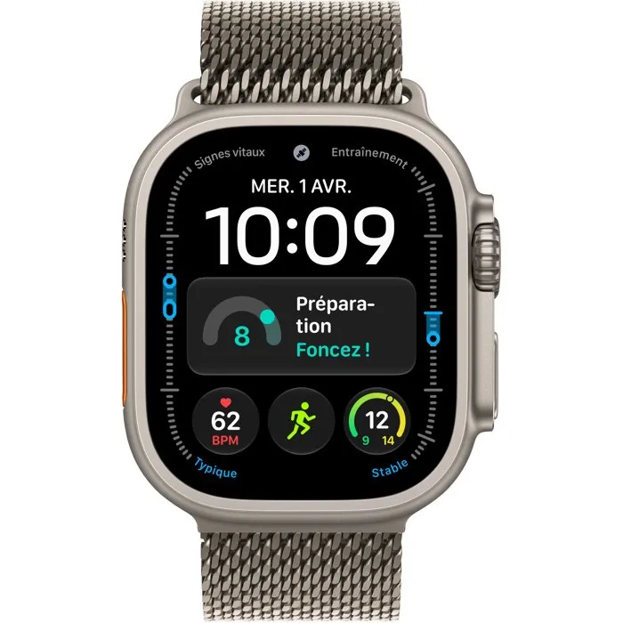 Apple Watch Ultra 4 GPS + Cellular - 49mm - Boîtier Natural Titanium - Bracelet Natural Titanium Milanese Loop - M Apple Watch Ultra 4 GPS + Cellular - 49mm - Boîtier Natural Titanium - Bracelet Natural Titanium Milanese Loop - M