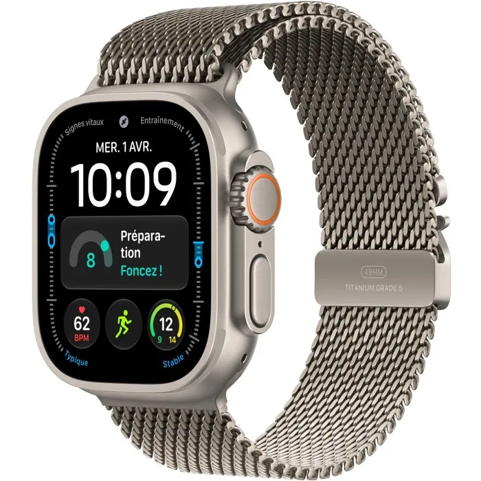Apple Watch Ultra 4 GPS + Cellular - 49mm - Boîtier Natural Titanium - Bracelet Natural Titanium Milanese Loop - M Apple Watch Ultra 4 GPS + Cellular - 49mm - Boîtier Natural Titanium - Bracelet Natural Titanium Milanese Loop - M