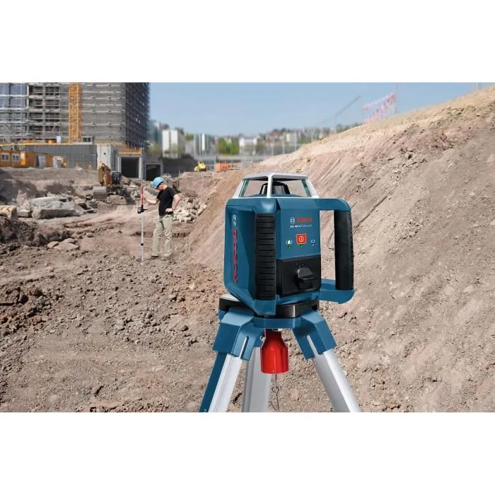 Bosch Professional GRL 400 H Laser rotatif de chantier - Portée 400 mètres, précision 0.1 mm, mise à niveau automatique 8% et fonction antichocs - Réf. 0601061800