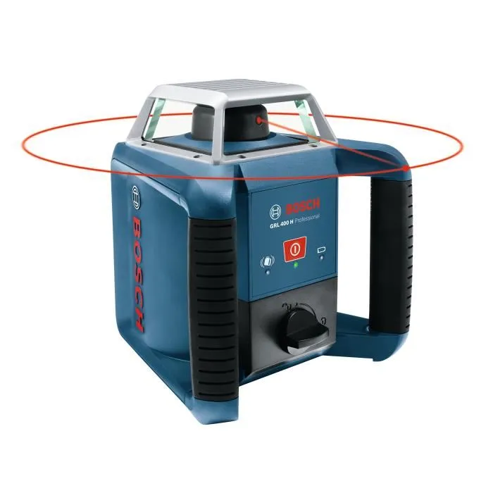 Bosch Professional GRL 400 H Laser rotatif de chantier - Portée 400 mètres, précision 0.1 mm, mise à niveau automatique 8% et fonction antichocs - Réf. 0601061800