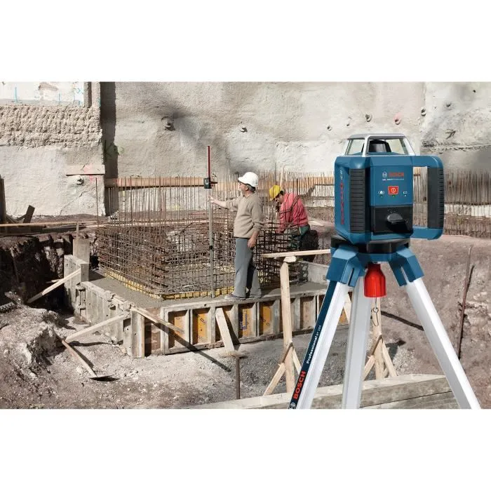 Bosch Professional GRL 400 H Laser rotatif de chantier - Portée 400 mètres, précision 0.1 mm, mise à niveau automatique 8% et fonction antichocs - Réf. 0601061800
