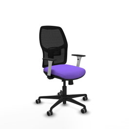 Chaise Alfera Synchrone/Traslack Maille/tissu Violet Maille Noir Base en nylon noir Accoudoirs noirs et blancs Sans appui-tête Roulettes 65mm pour moquette