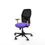Chaise Alfera Synchrone/Traslack Maille/tissu Violet Maille Noir Base en nylon noir Accoudoirs noirs et blancs Sans appui-tête Roulettes 65mm pour moquette