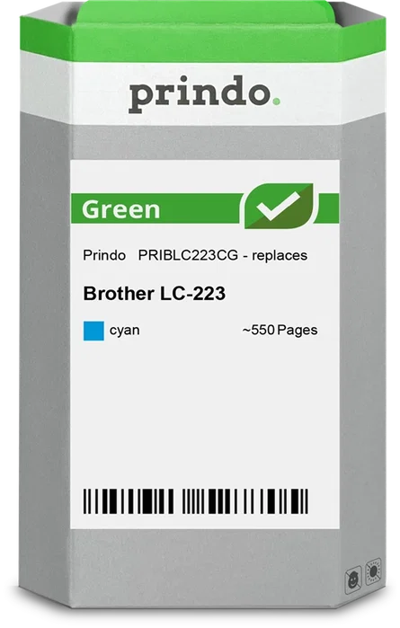 Prindo Green Cartouche d'encre cyan compatible Brother LC223C Prindo Green Cartouche d'encre cyan compatible Brother LC223C