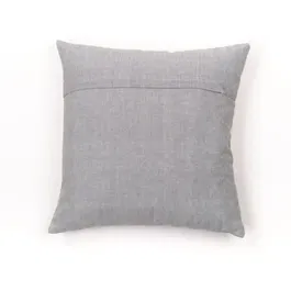 Today Charme - Coussin décoratif avec pompons 40x40 cm - Tissu bicolore chambray et effet lin - Housse 100% coton, garnissage polyester