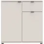 GANYMEDE - Petit buffet de rangement 2 portes et 1 tiroir, finition Sable, dimensions 80,1 x 34,1 x 82,3 cm