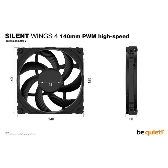 Ventillateur de cabine Be Quiet! SILENT WINGS 4 (1 Unité)