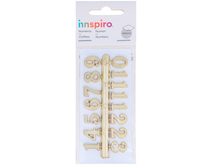 Innspiro Chiffres Arabes Adhésifs en Plastique Doré 15mm