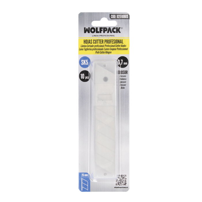 WOLFPACK LINEA PROFESIONAL Lames de cutter 25 mm, Acier SK5 (Boîtier de 10 pièces)