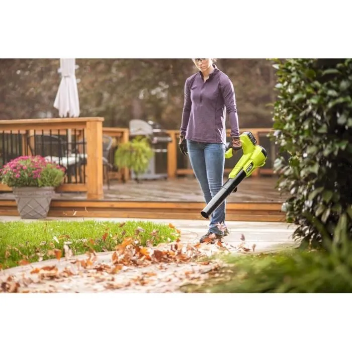 Ryobi Souffleur sans fil sur batterie 18V ONE+ Turbo Jet RY18BLA-0, soufflerie 145 km/h, débit air max. 7.1 m3/min, sans batterie ni chargeur, pour jardin jusqu'à 450 m²
