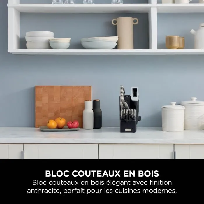 Ninja Jeu de couteaux StaySharp 14 pièces - Acier inoxydable, bloc en bois - K62014EUUK