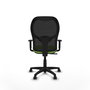Chaise Alocén Synchro 3 positions tissu Vert pistache Maille Noir Structure polyamide noire Accoudoir 1D Sans appui-tête Roulettes pour moquette