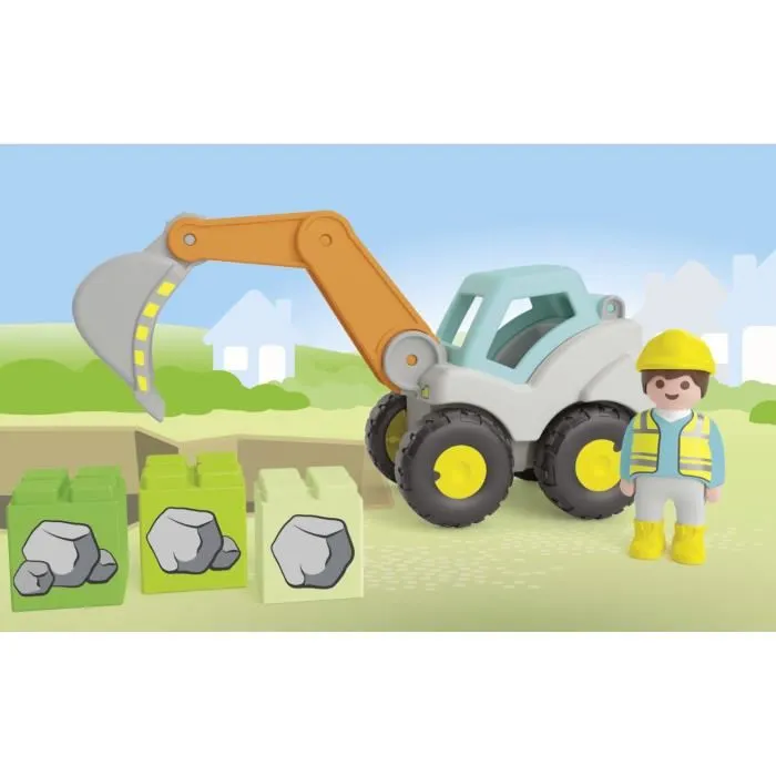 Playmobil Junior Pelleteuse 71684 - Jouet de Construction pour Enfant dès 12 Mois avec Bras Mobile - Dimensions 18 x 8 x 10 cm