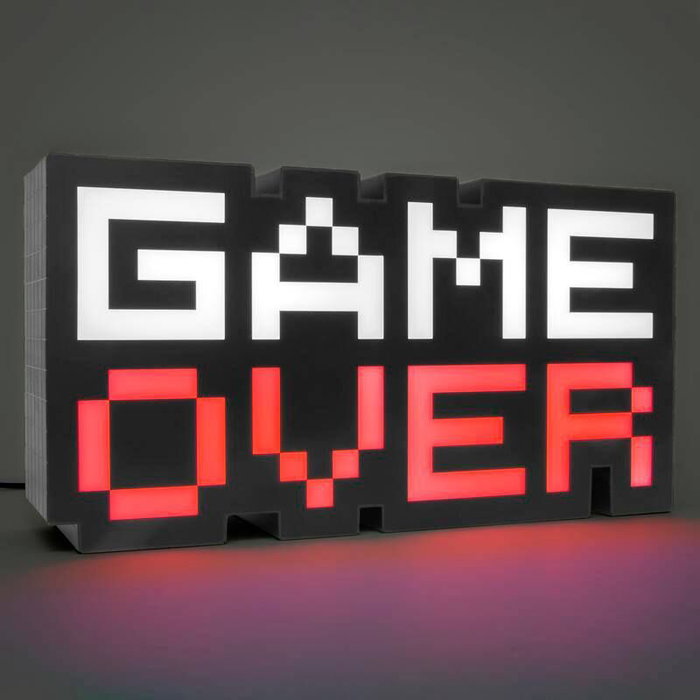 PALADONE Lampe de Bureau LED 8-BIT Game Over Rétro Gamer - 30 x 10 cm - Avec Câble USB