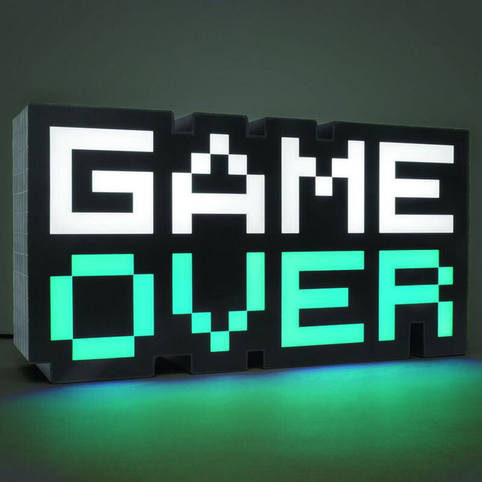 PALADONE Lampe de Bureau LED 8-BIT Game Over Rétro Gamer - 30 x 10 cm - Avec Câble USB