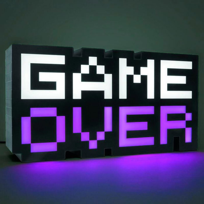 PALADONE Lampe de Bureau LED 8-BIT Game Over Rétro Gamer - 30 x 10 cm - Avec Câble USB
