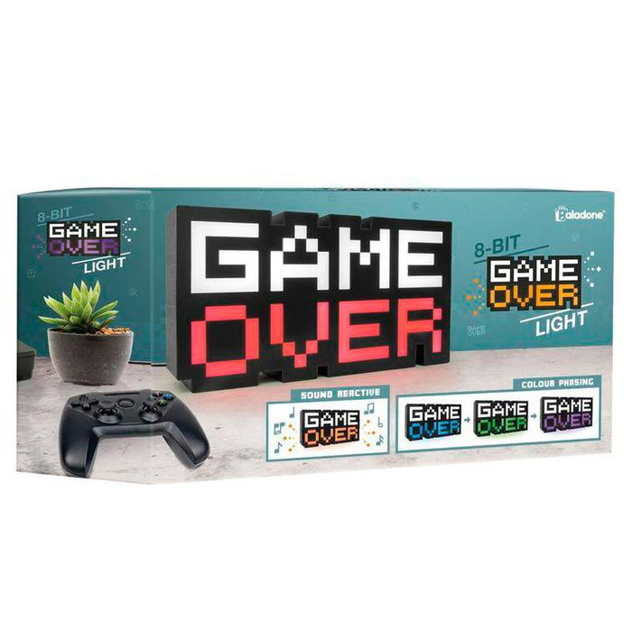 PALADONE Lampe de Bureau LED 8-BIT Game Over Rétro Gamer - 30 x 10 cm - Avec Câble USB