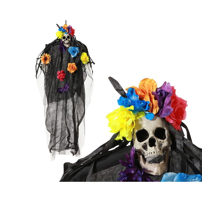 BigBuy Home Figure Mariée Squelette avec Fleurs et Tulle 100 cm