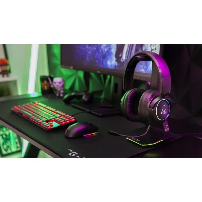 The G-Lab KORP IRIDIUM - Casque Gamer sans fil 2.4GHz/Bluetooth - Haut-parleurs 50mm, micro détachable, RGB - Compatible PC, PS4, Xbox One - Noir The G-Lab KORP IRIDIUM - Casque Gamer sans fil 2.4GHz/Bluetooth - Haut-parleurs 50mm, micro détachable, RGB - Compatible PC, PS4, Xbox One - Noir