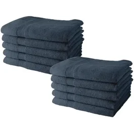 Today Lot de 10 Serviettes de Toilette 50x90 cm - 100% Coton - Denim - Essential