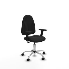 PIQUERAS Y CRESPO Chaise de bureau Algarra, similicuir noir, mécanisme de contact permanent, accoudoirs 2D, piètement chromé
