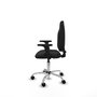 PIQUERAS Y CRESPO Chaise de bureau Algarra, similicuir noir, mécanisme de contact permanent, accoudoirs 2D, piètement chromé