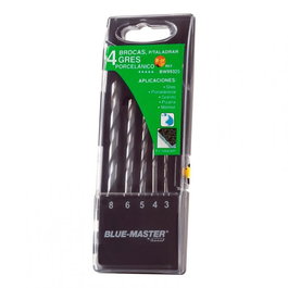 Bluemaster Jeu de 4 forets professionnels pour porcelaine ø4-5-6-8mm