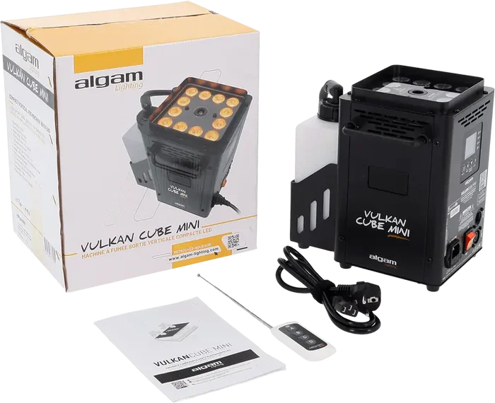 ALGAMLIGHT Machine à Fumée Compacte Verticale LED 1200W avec Télécommande DMX - Noir
