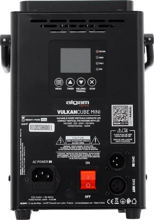 ALGAMLIGHT Machine à Fumée Compacte Verticale LED 1200W avec Télécommande DMX - Noir