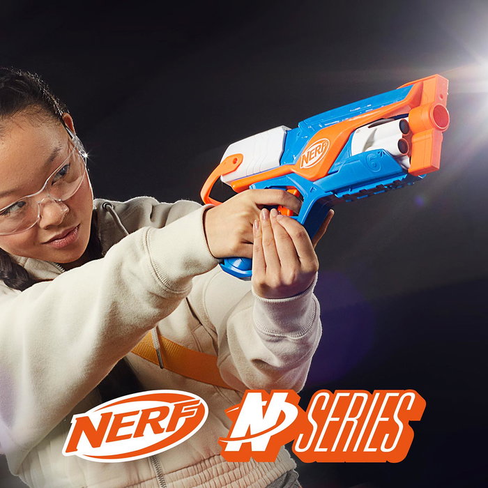 Nerf N Series Agility F8629 Hasbro - Blaster avec Tambour Rotatif de 6 Darts - Version Multilingue (Anglais, Français, Allemand, Italien, Portugais, Espagnol) - Pour 8 Ans et Plus