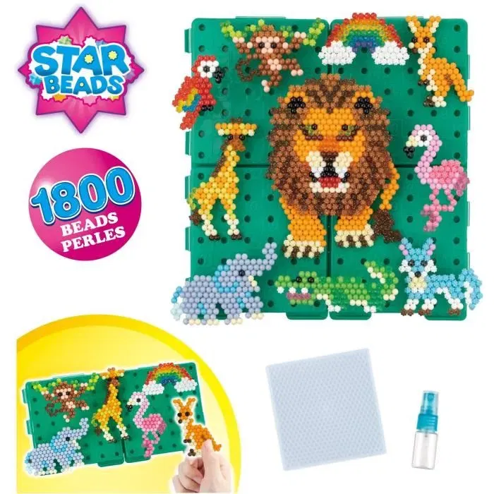 Aquabeads Coffret Créatif Balade en Savane 31968 - 1000 Perles à Eau, 4 Bases de Création, Planches de Modèles et Vaporisateur pour Enfants Dès 4 Ans