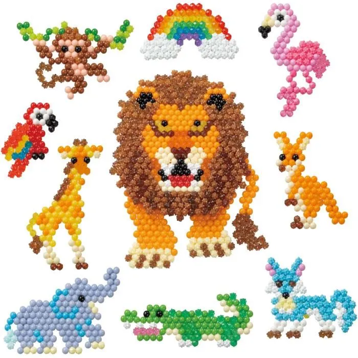 Aquabeads Coffret Créatif Balade en Savane 31968 - 1000 Perles à Eau, 4 Bases de Création, Planches de Modèles et Vaporisateur pour Enfants Dès 4 Ans