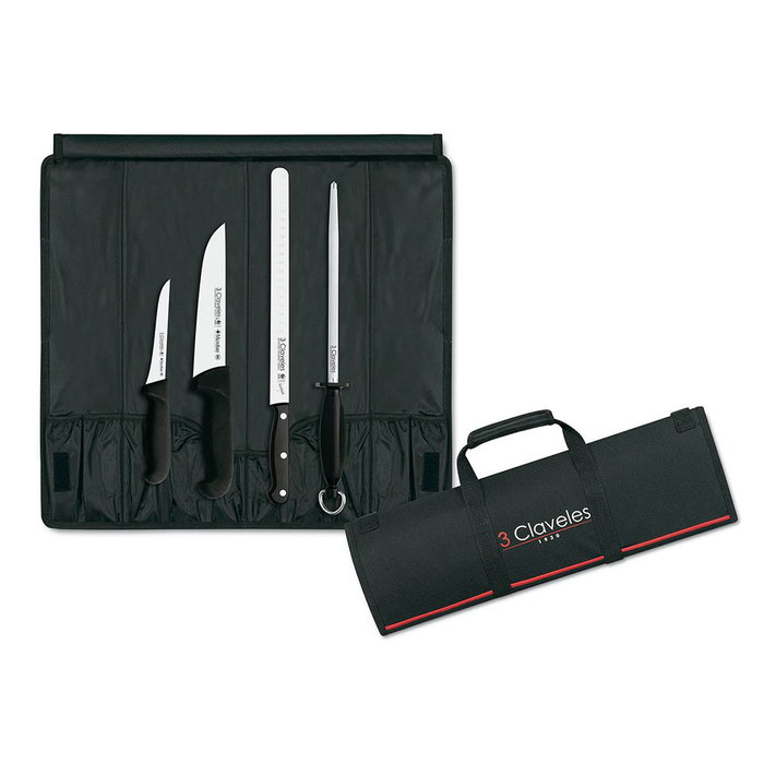 3 Claveles Étui professionnel pour couper le jambon avec 3 couteaux et fusil 3 Claveles Étui professionnel pour couper le jambon avec 3 couteaux et fusil