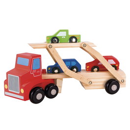 Tachan - Camion en bois FSC à 2 étages avec 3 voitures incluses - Jouet éducatif - À partir de 2 ans