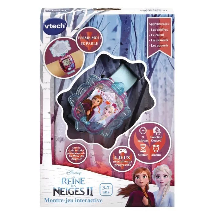 Vtech La Reine des Neiges 2 - Montre Jeu Éducative Interactive Parlante avec Écran Animé pour Enfants de 3 à 7 Ans - Garantie 2 Ans