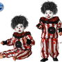 Déguisement bébé diabolique clown à rayures rouges et blanches avec col goliath pour Halloween, âge 12-24 mois