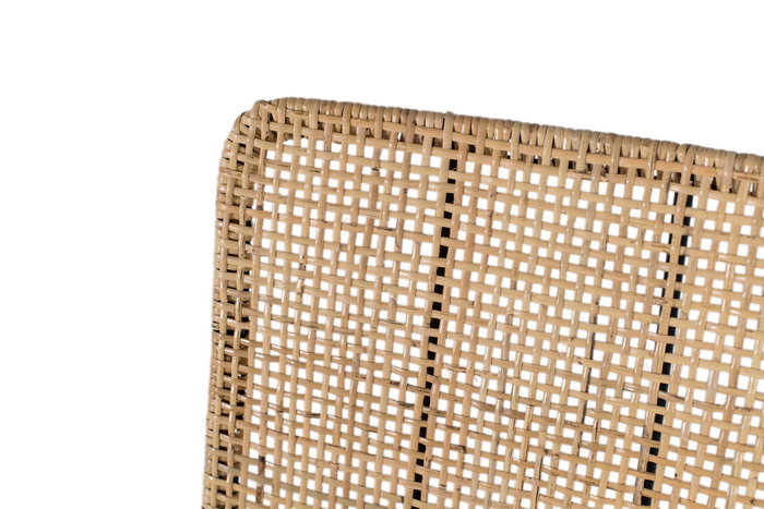 GINER Y COLOMER Lot de 2 chaises en rotin naturel tissé à main avec structure en fer noir, design moderne et ergonomique - Assise 45x38 cm