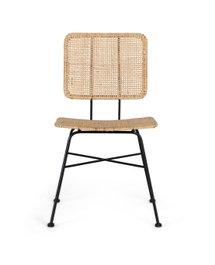 GINER Y COLOMER Lot de 2 chaises en rotin naturel et métal noir