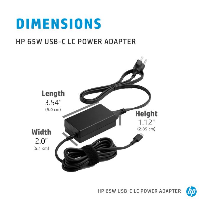 HP Adaptateur secteur USB-C LC HP 65 W - Charge rapide pour ordinateur portable