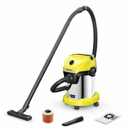 Kärcher WD 3-18 S V-17/20 - Aspirateur sans fil eau et poussières 17L Acier - Autonomie 20 min - Systeme Pull and Push - Livré avec filtre et brosse