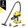 Kärcher WD 3-18 S V-17/20 - Aspirateur sans fil eau et poussières 17L Acier - Autonomie 20 min - Systeme Pull and Push - Livré avec filtre et brosse